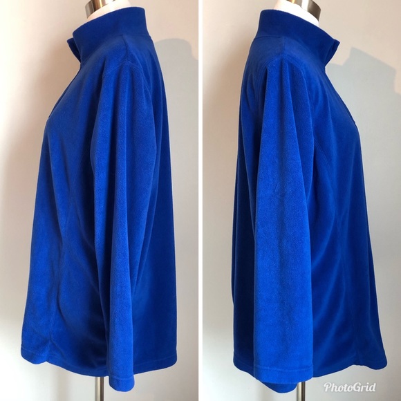 Woman Within Blue Fleece Quarter Zip Pullover, size 1X - Picture 2 of 8